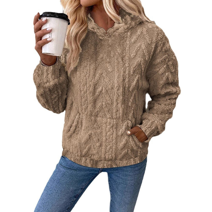 Ladies plush hoodie with high collar and kangaroo pocket Lune London