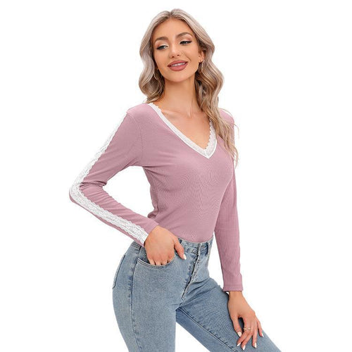 Ladies long sleeve bodysuit with lace back Lune London