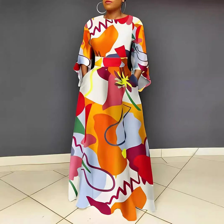 Ladies beautiful maxi dress with modern abstract patterns Lune London