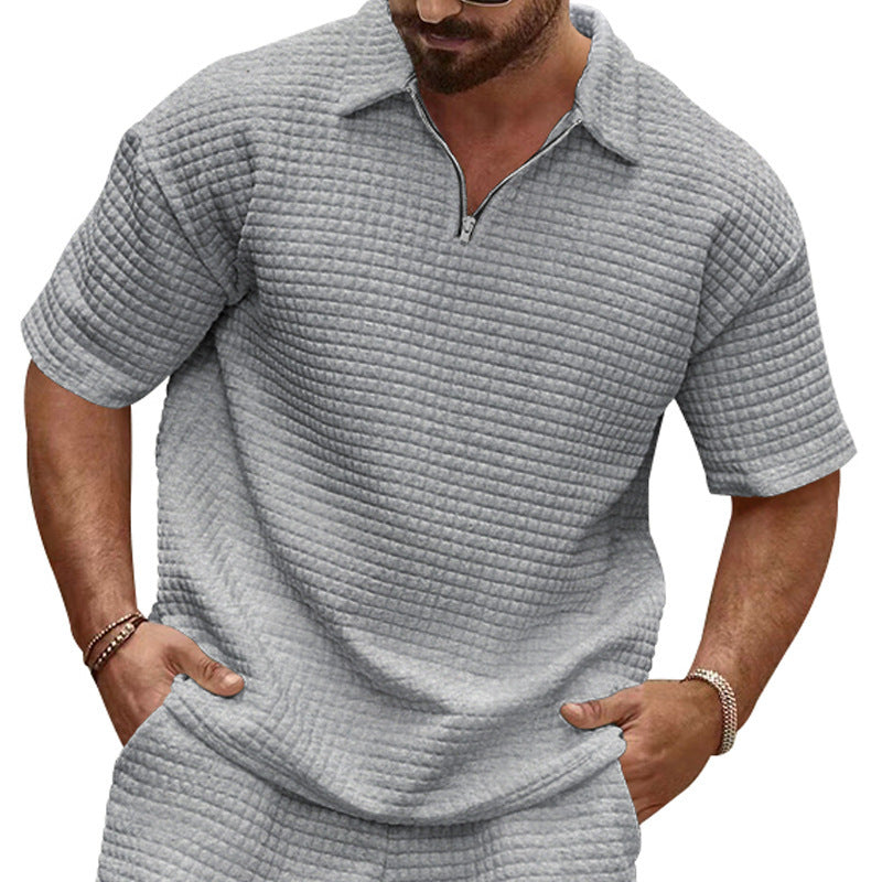 Men's Short Sleeve Polo Shirt in Structured Fabric Lune London