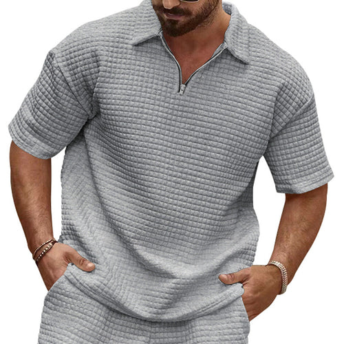 Men's Short Sleeve Polo Shirt in Structured Fabric Lune London