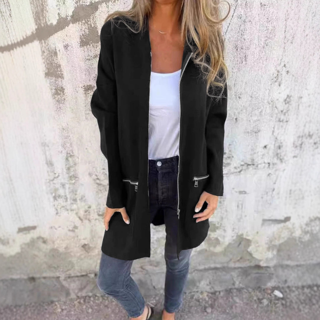 Long fashion jacket for women with zipper Lune London