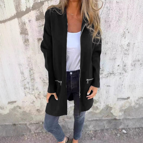 Long fashion jacket for women with zipper Lune London