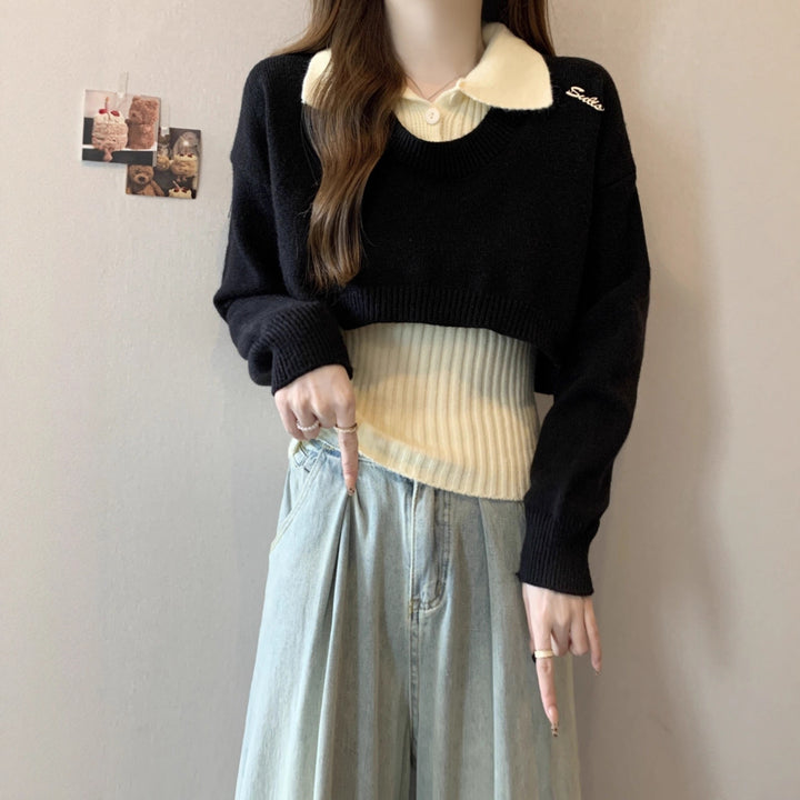 Short sweater for women with wide sleeves and a structured design Lune London