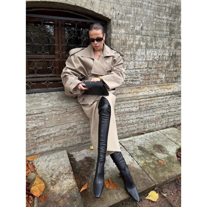 Plus size ladies chic and stylish trench coat