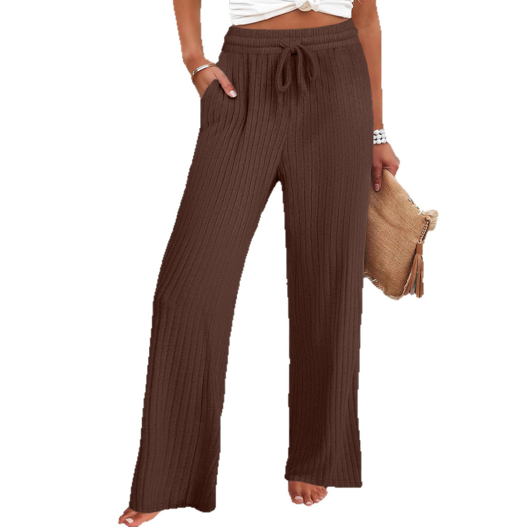 Wide ribbed knit pants for women with elastic waistband Lune London