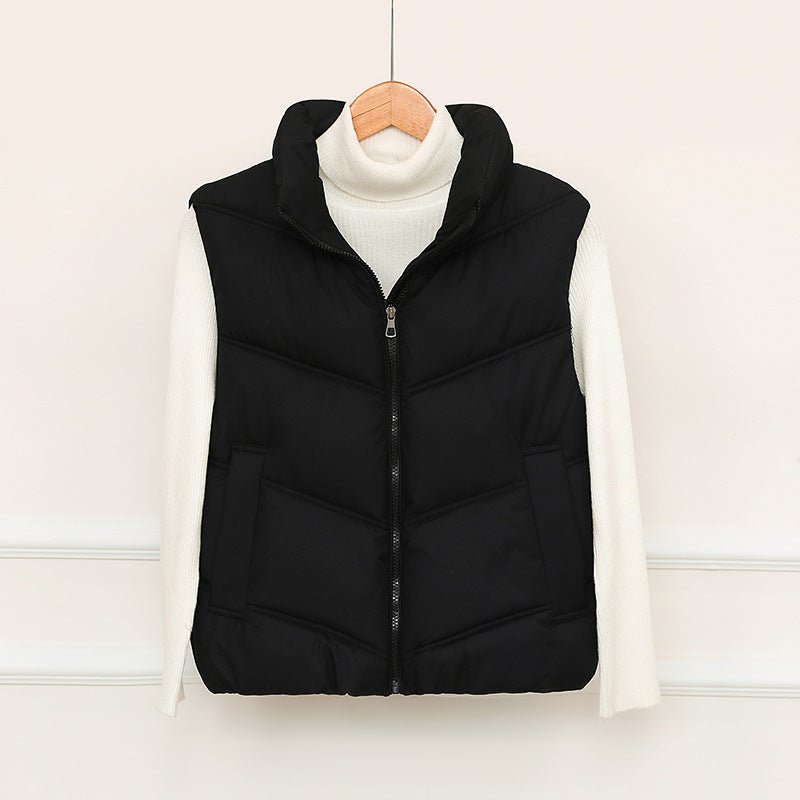 Ladies padded gilet with high collar and practical front pockets Lune London