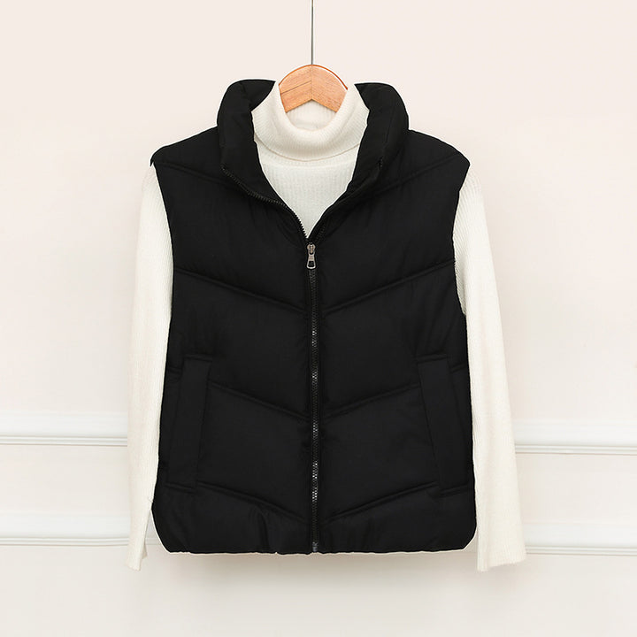 Ladies padded gilet with high collar and practical front pockets Lune London