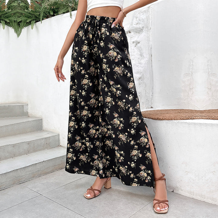 Pantalons Palazzo pour femmes avec motif floral et fentes latérales Chic & Stil