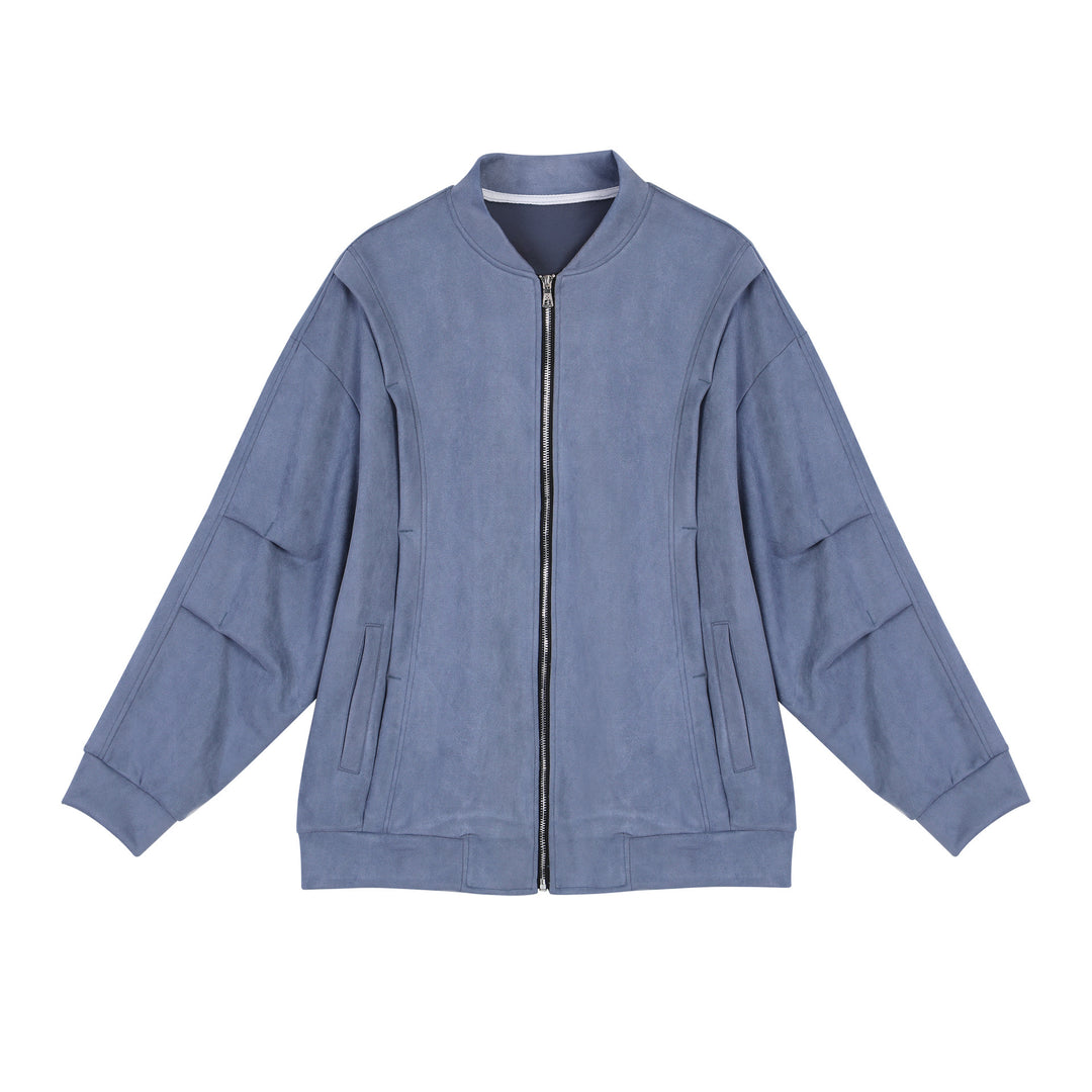 Stylish oversized jacket for women in soft faux leather with practical pockets and full zip Lune London