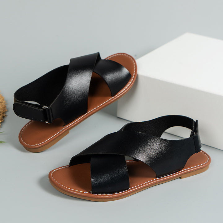 Ladies Casual Sandals with Crisscross Straps Lune London