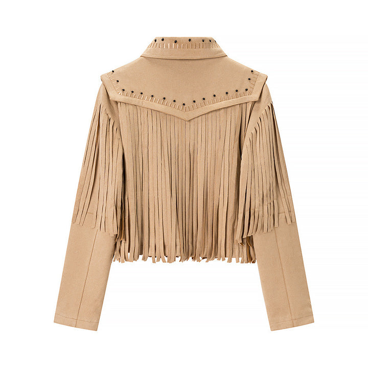 Trendy fringe jacket for women with decorative studs Lune London
