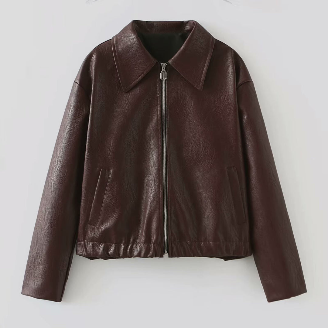 Veste en faux cuir tendance pour femmes avec col élégant Chic & Stil
