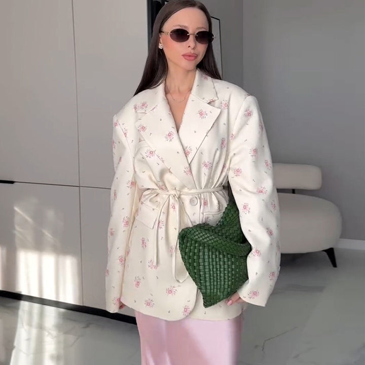 Ladies Elegant Blazer Jacket with Chic Floral Details