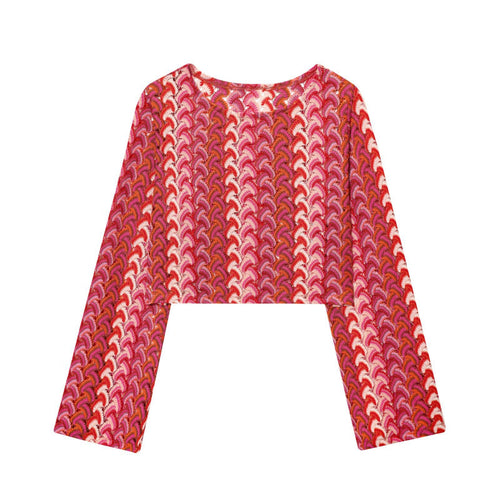Wide palazzo pants for women with eye-catching wave pattern and elastic waistband Lune London
