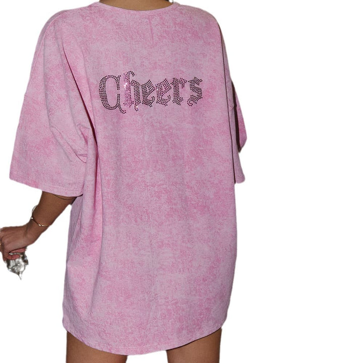 Oversized t-shirt for women with rhinestone embellishment Lune London