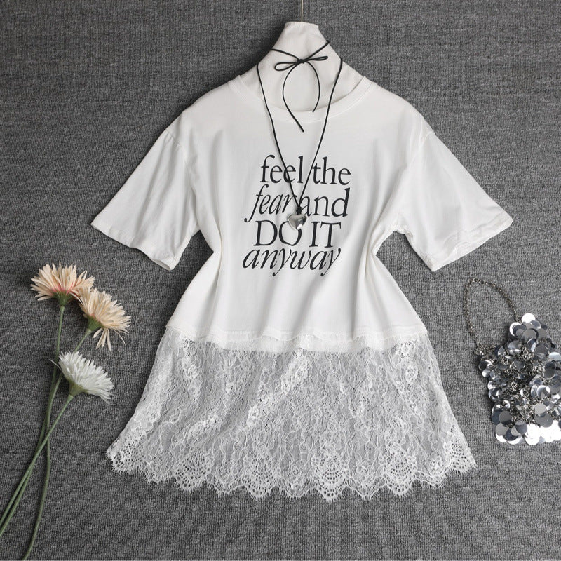 Lace Overlay T-shirt Trendy Women Lune London