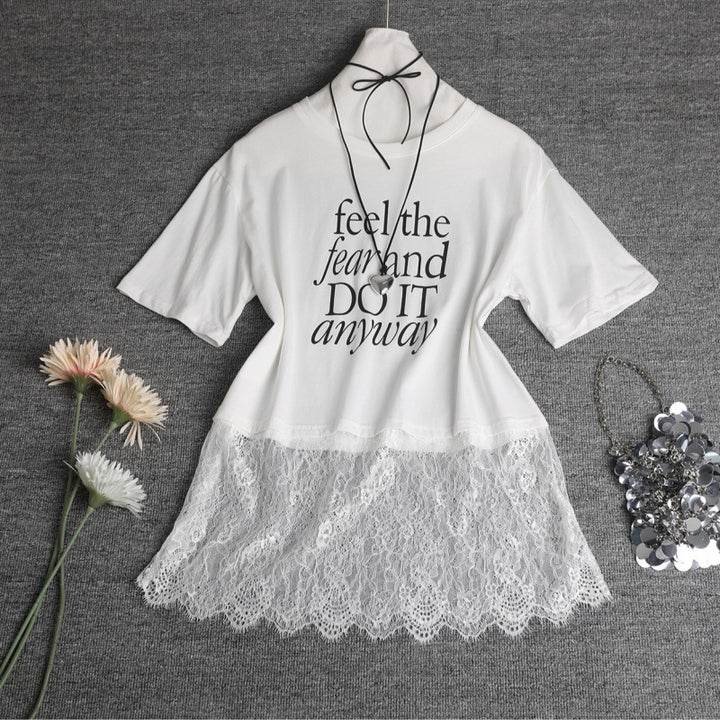Lace Overlay T-shirt Trendy Women Lune London