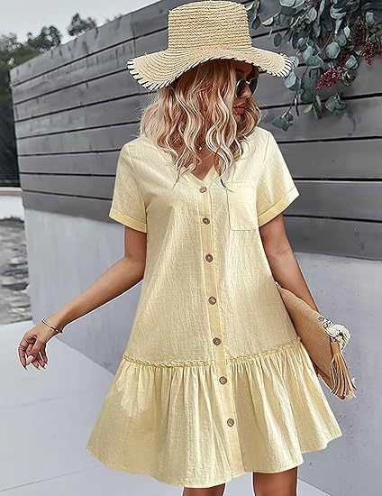 Casual dress for women with button closure and ruffles Lune London