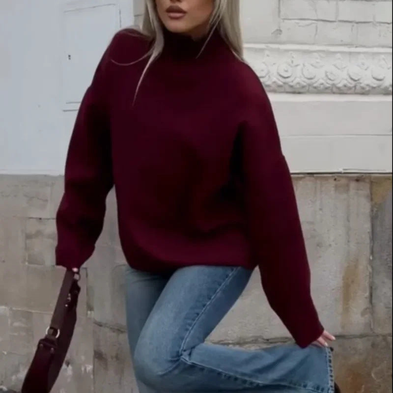 Oversized sweater for women with high collar Lune London