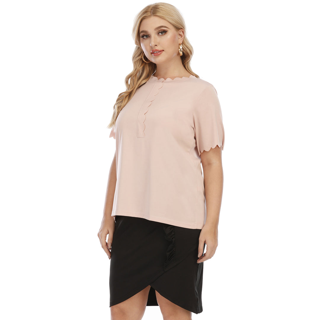 Elegant ruffled blouse for ladies and chic asymmetric skirt set