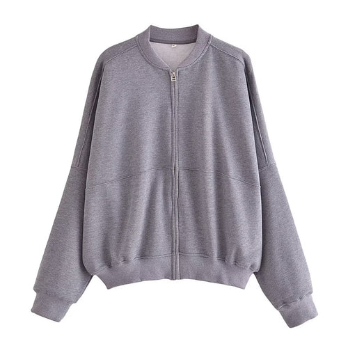 Casual sweatshirt jacket for women with a high collar and practical pockets Lune London