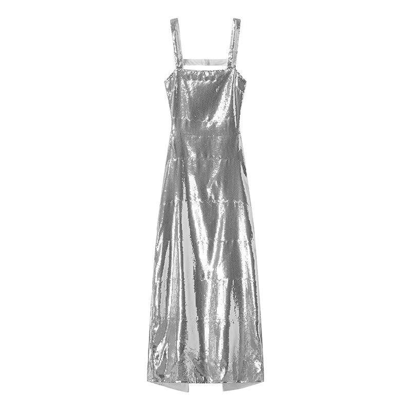 Maxi dress for women with sparkling sequins and elegant cut Lune London