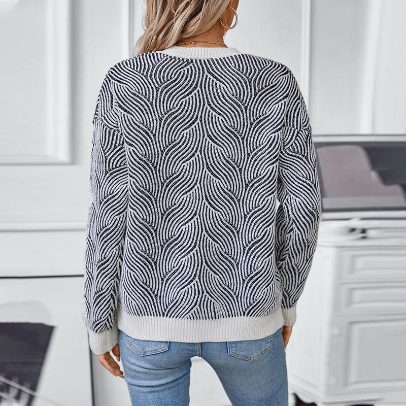 Knitted sweater for women with modern wave pattern Lune London