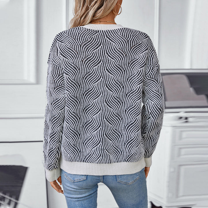 Knitted sweater for women with modern wave pattern Lune London