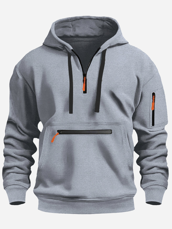 Trendy men's hoodie with practical zip pockets Lune London