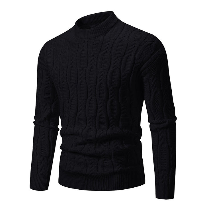 Men's roll neck sweater with ribbed cable pattern Lune London