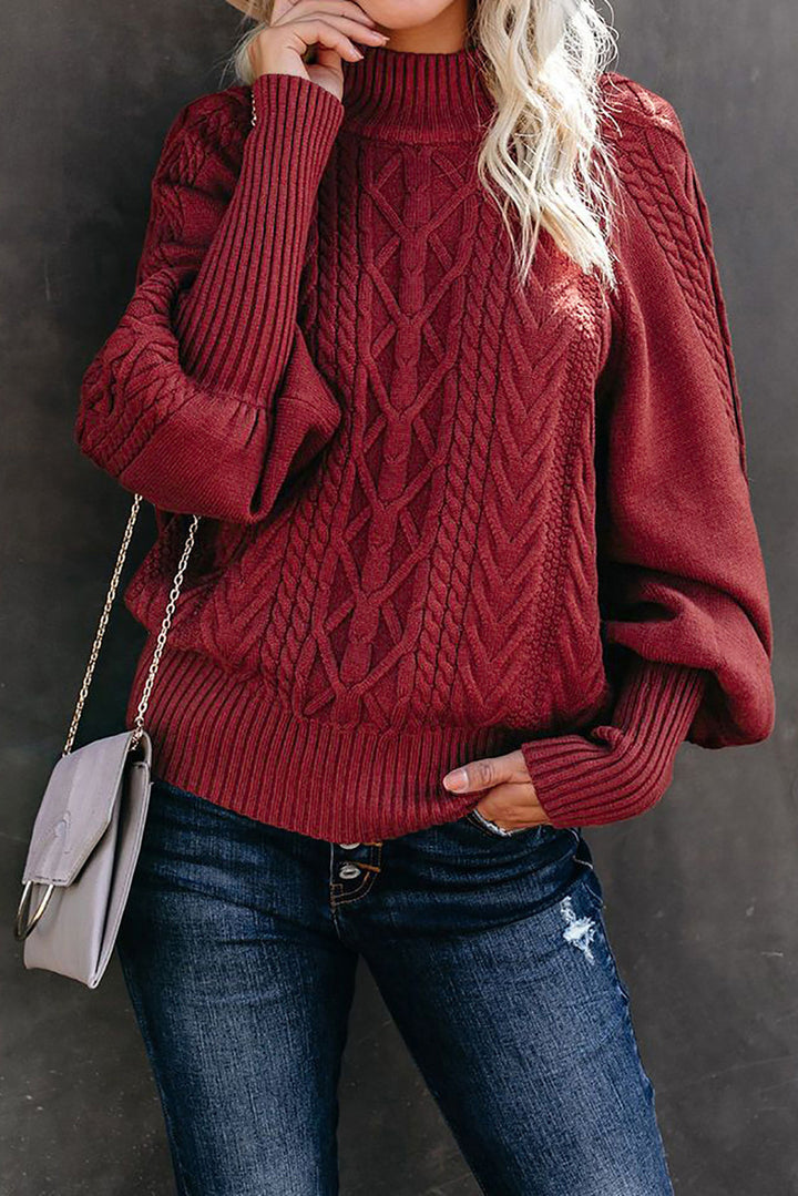 Pull en tricot épais pour femmes avec col montant et manches ballons Chic & Stil