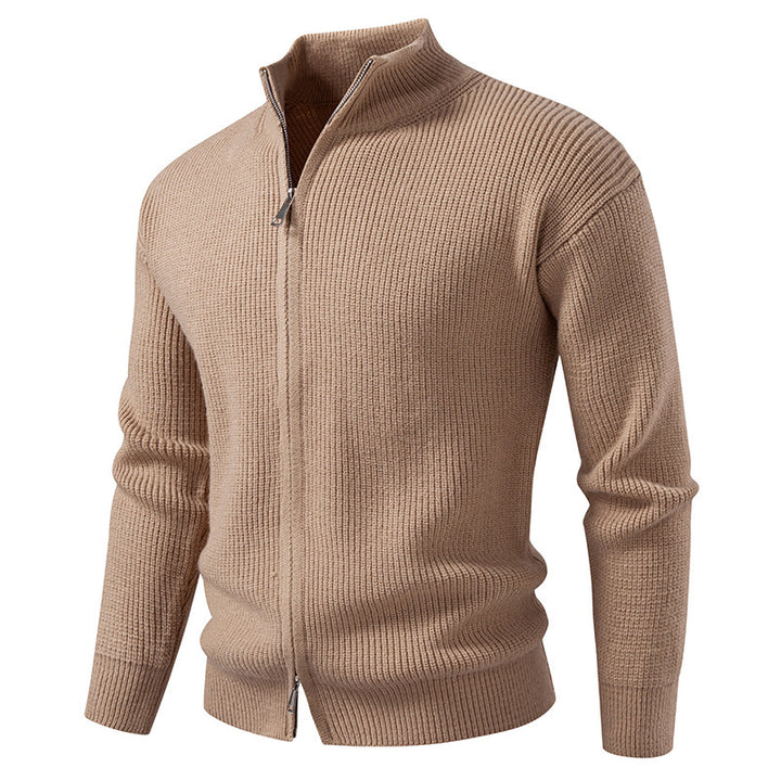 Men's knitted jacket with high collar and zipper Lune London