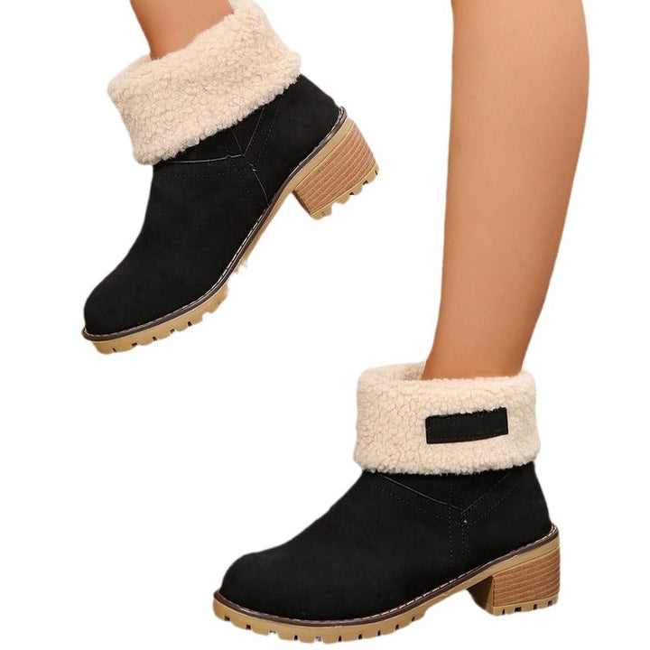 Women's warm booties with lamb fur collar Lune London