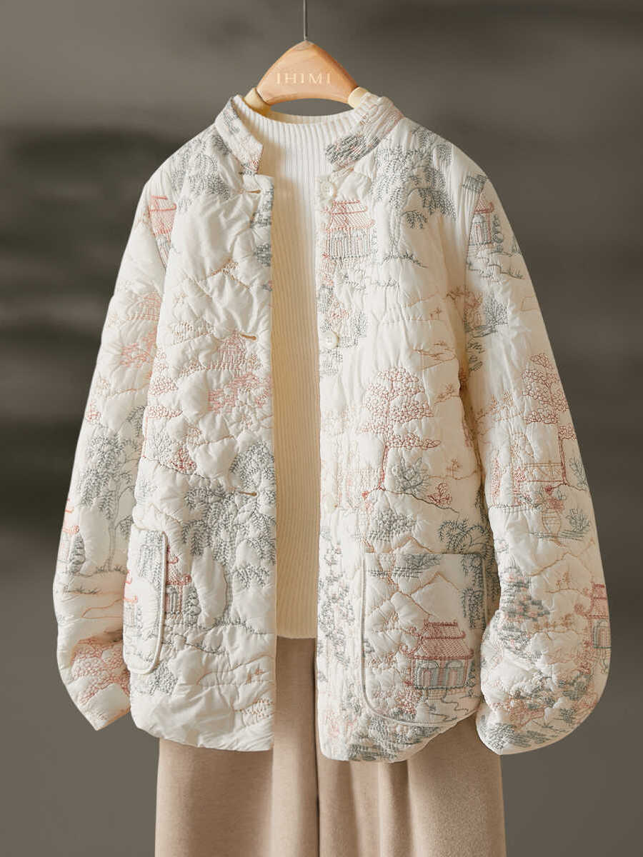 Veste matelassée légère pour femmes avec broderies élégantes Chic & Stil