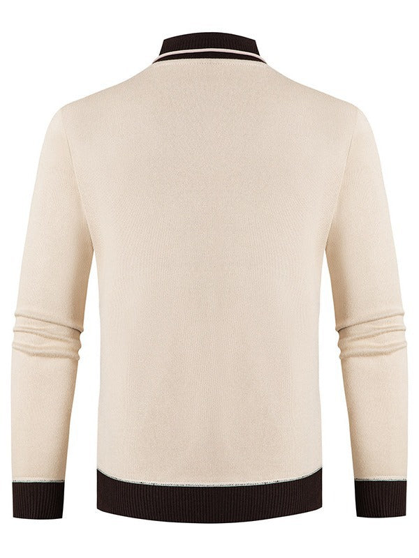 Trendy men's sweater with asymmetrical collar and button detail Lune London