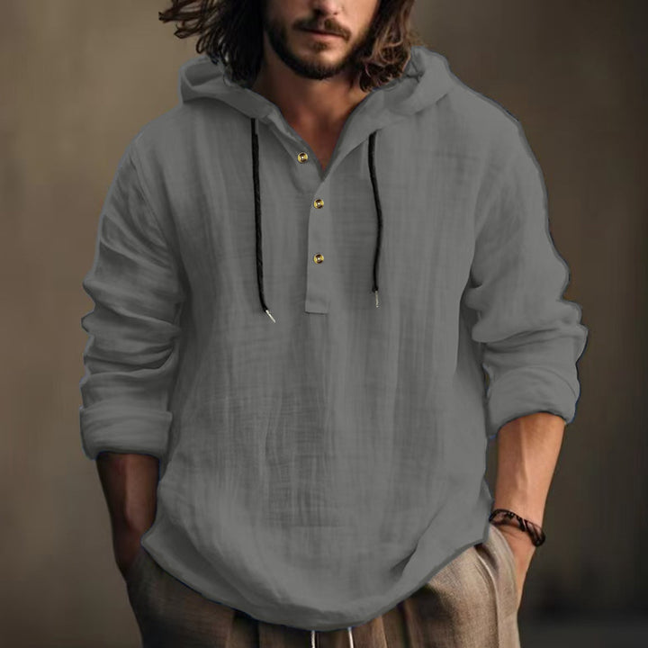 Men's casual hoodie with button placket and comfortable fit Lune London