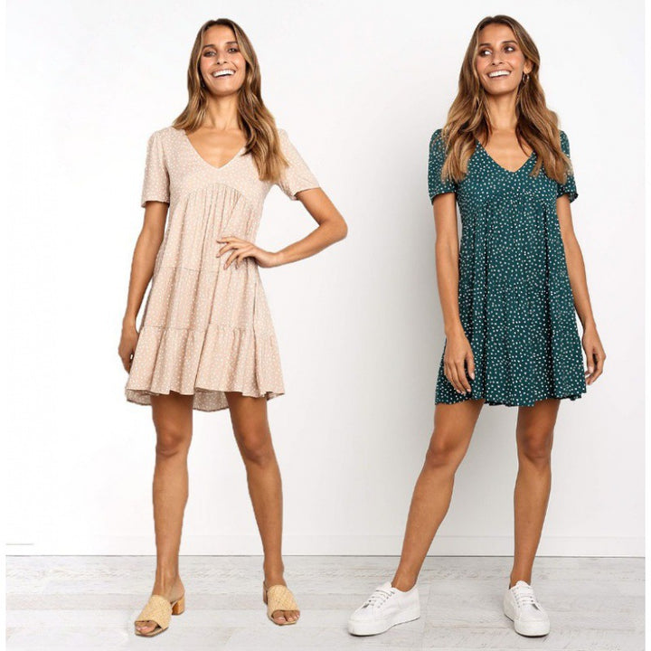 Robe en coton à manches courtes etjouable pour femme avec jupe volumineuse Chic & Stil