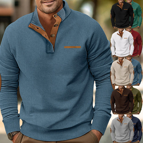 Men's sweater with zipper and leather details Lune London