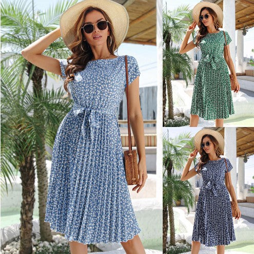Midi Dress Flowers for Women with Tie Belt Lune London