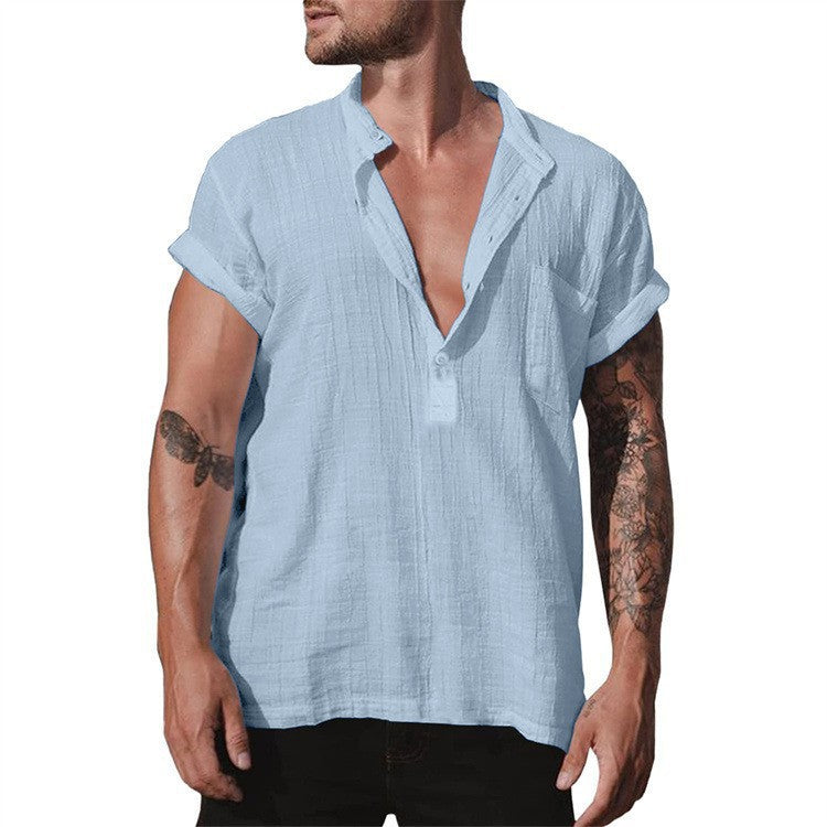 Casual short-sleeve shirt for men with modern collar and buttoning Lune London
