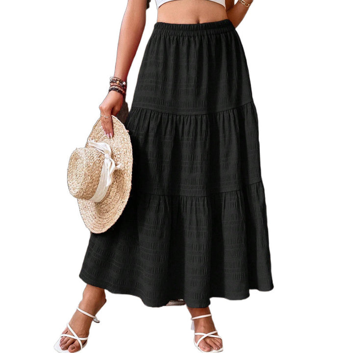 Midi skirt for ladies with ruffles and elastic waist Lune London