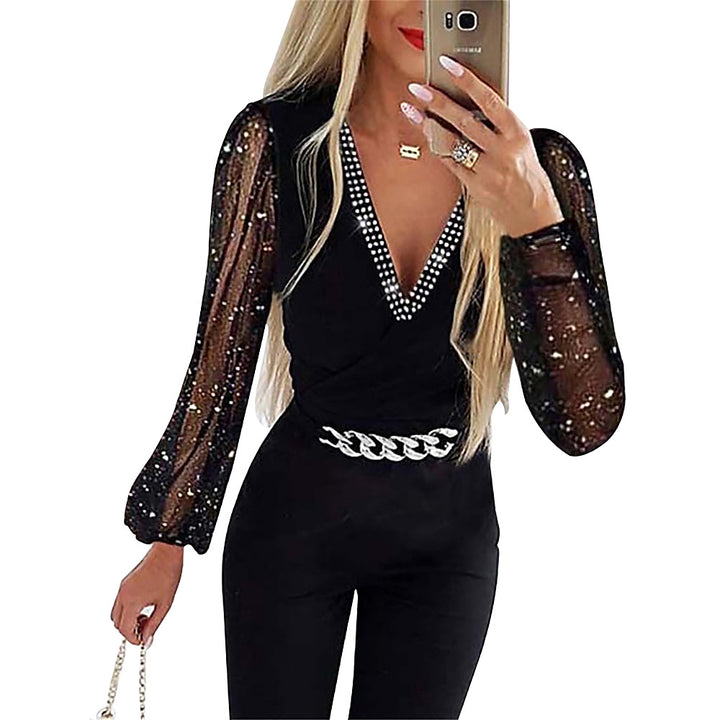 Ladies Elegant Combination with Chic Mesh Sleeves and Style