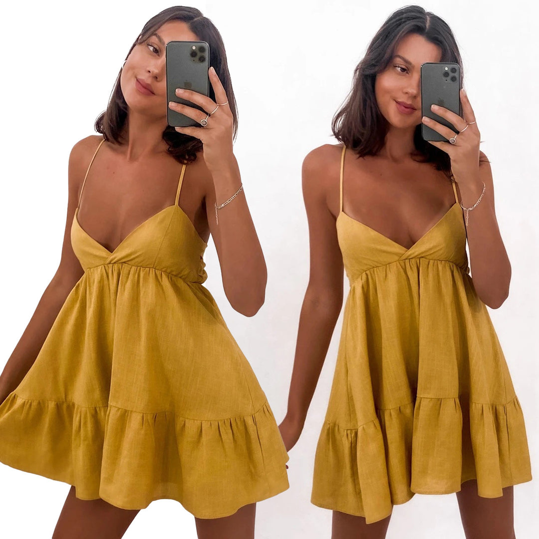 Women's Airy Summer Dress with Ruffle and Straps Lune London