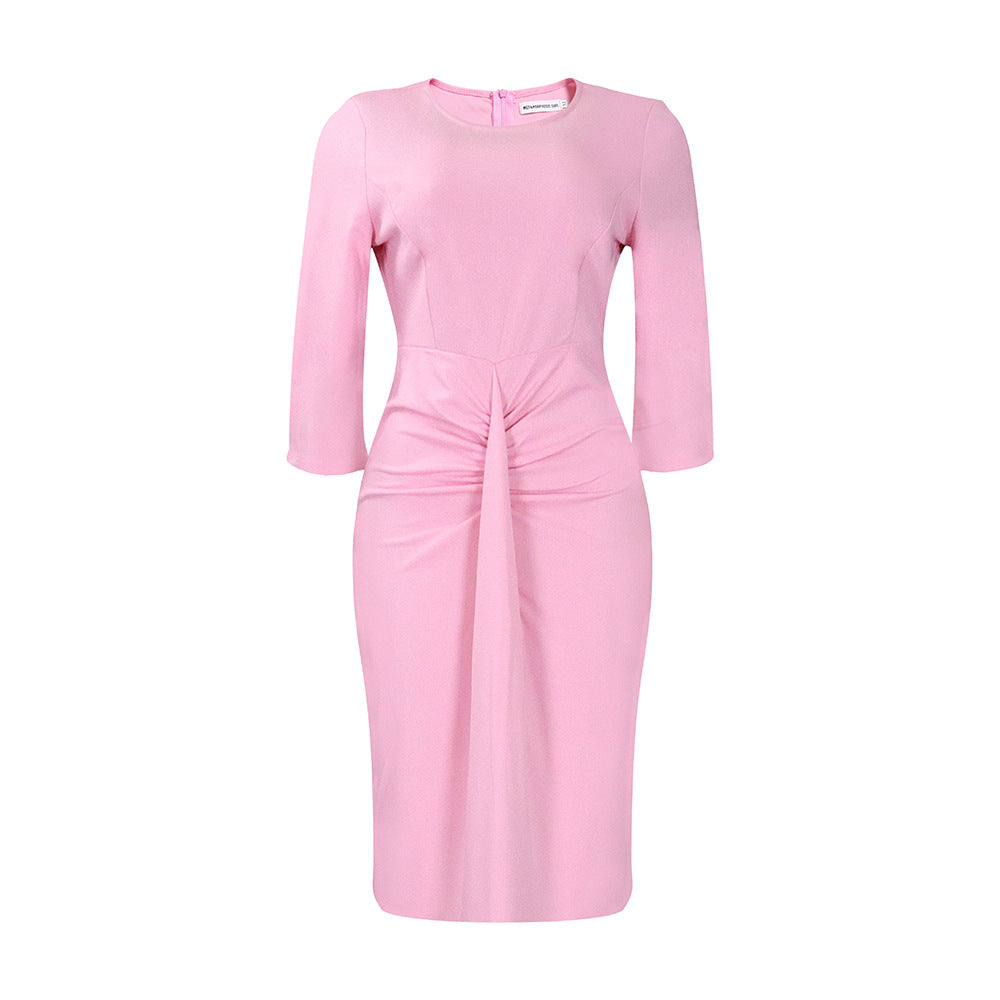 Fitted dress for women with pleats and 3/4 sleeves Lune London