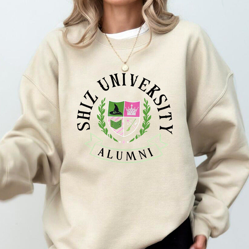 Sweatshirt surdimensionné pour femmes avec emblème universitaire et coupe décontractée Chic & Stil