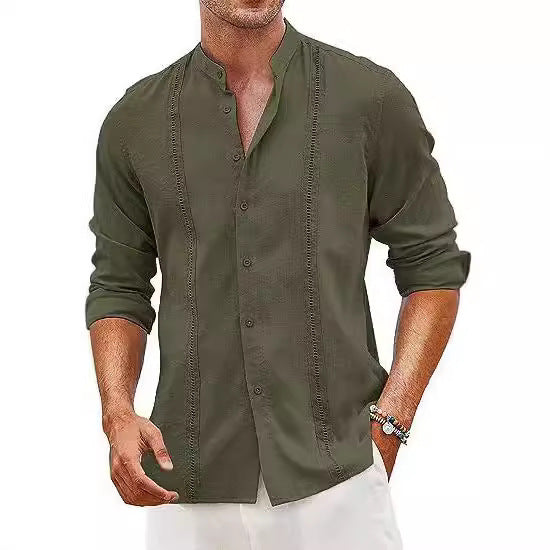 Men's leisure shirt with mandarin collar and buttons Lune London