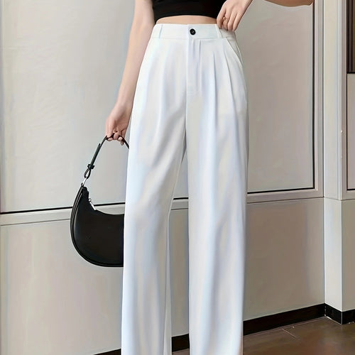 High-waisted pleated wide-leg pants for women Lune London