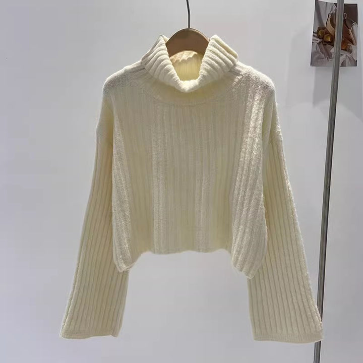Pull femme en tricot texturé avec col roulé Chic & Stil