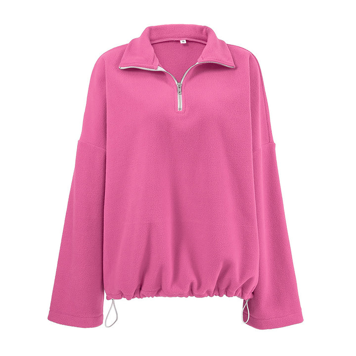 Oversized fleece pullover for women with half-zip and relaxed fit Lune London